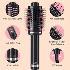 img 3 attached to 💨 Revolutionary Hair Dryer Brush: One Step Volumizer Blow Dryer with Negative Ion Coating and 3 Heat Settings (Black)