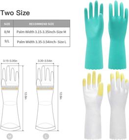 img 3 attached to 🧤 PACIFIC PPE 2 Pairs Cleaning Gloves, Dishwashing Reusable, Waterproof PVC, Kitchen Gloves with Cotton Liner, Yellow and Green, Unlined and Flocked