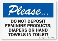 🚻 enhance hygiene with high-quality laminated smartsign: deposit feminine products! logo