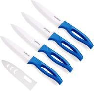 🔵 blue ceramic knife set 4-piece with sheaths - 5-inch fruit knives for cheese, tomatoes, potatoes, veggies, fruits logo