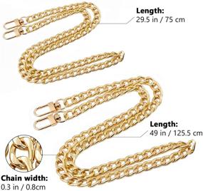 img 3 attached to VALICLUD 2PCS DIY Iron Flat Chain Strap Handbag Chain Accessories Purse Shoulder Crossbody Replacement Strap - Gold with Metal Buckles