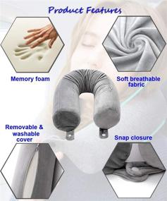 img 1 attached to 🌍 ZOYLEE Twist Memory Foam Travel Pillow: Ultimate Adult Comfort for Airplane Travel - Neck, Chin, Shoulder, Lumbar and Leg Support (Grey)
