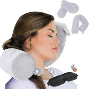 img 4 attached to 🌍 ZOYLEE Twist Memory Foam Travel Pillow: Ultimate Adult Comfort for Airplane Travel - Neck, Chin, Shoulder, Lumbar and Leg Support (Grey)