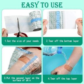 img 1 attached to 💧 Waterproof Transparent Stretch Adhesive Bandage - Clear Dressing Tape for Tattoos (4 inch × 10.94 Yard)