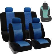 🚗 fh group universal fit trendy elegance gray/black seat covers with airbag and split bench compatibility, full set - ideal for cars, auto, trucks, and suvs (fb060114) logo