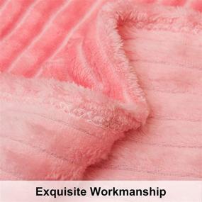 img 2 attached to 🍼 NTBAY Flannel Fuzzy Toddler Blanket - Reversible Stripes Design - Pink | 30 x 40 Inches - Fluffy, Warm, Lightweight, and Plush Baby Blanket