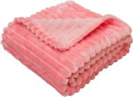 🍼 ntbay flannel fuzzy toddler blanket - reversible stripes design - pink | 30 x 40 inches - fluffy, warm, lightweight, and plush baby blanket logo