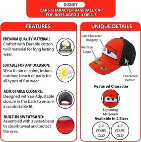 img 1 attached to 🏎️ Authentic Disney Cars Lightning McQueen Piston Cup Cotton Baseball Cap for Boys