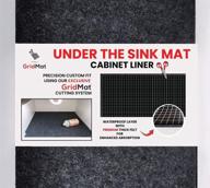 ➡️ premium thick under sink mat cabinet liner - gridmat, custom fit with exclusive cutting system, waterproof, ultimate absorption, for kitchen/bathroom/laundry - charcoal, 24x34 inches logo