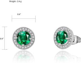 img 3 attached to 💎 FANCIME Round Cubic Zirconia CZ Birthstone Stud Earrings with Halo Design – Ideal Bridal Wedding Rose/White Gold Plated Jewelry Gift for Women and Girls; Perfect July Birthstone Jewelry with Created Pink/Red Ruby/Green Emerald/Blue Sapphire/Topaz