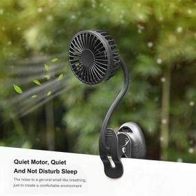 img 2 attached to 🔌 Multi-Functional Desk Fan: Clip on, USB/Battery Operated, with Emergency Power Bank - Rechargeable, Flexible Neck, 3 Speeds - Ideal for Beach, Car, Camping, Dorm, Bed, Office - Black