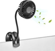 🔌 multi-functional desk fan: clip on, usb/battery operated, with emergency power bank - rechargeable, flexible neck, 3 speeds - ideal for beach, car, camping, dorm, bed, office - black логотип