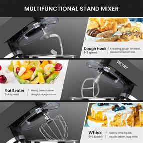 img 1 attached to 🍲 Black Kitchen Electric Mixer - 660w 6-Speed Stand Mixer with Tilt-Head, 7.5 QT Stainless Steel Bowl, Dishwasher-Safe Dough Hooks, Beaters, Whisk