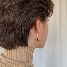 img 3 attached to 🔗 MEVECCO 14K Gold Plated Tiny Cross Hoop Earrings, Dainty Minimalist Faith Dangle Huggie Earrings for Women & Girls, Simple Jewelry Gift