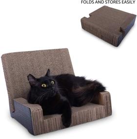 img 1 attached to 🐱 PURRFECT POUCH Premium Cat Lounger and Scratcher Toy with Extra Thick Corrugated Cardboard, Reversible for Double the Scratching - Includes Catnip