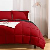 🛏️ превосходный набор одеял для размера queen - реверсивное красно-черное постельное белье - 3-х предметный набор микрофибры, промытый для кровати, с 2 подушками-наволочками логотип