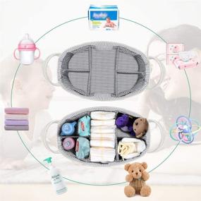 img 1 attached to 👜 Optimal Baby Diaper Caddy Organizer - Spacious Nappy Caddy Rope Nursery Storage Bin - Thoughtful Baby Shower Gift Basket with 8 Pockets, 5 Compartments, and 2 Detachable Dividers