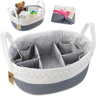 👜 optimal baby diaper caddy organizer - spacious nappy caddy rope nursery storage bin - thoughtful baby shower gift basket with 8 pockets, 5 compartments, and 2 detachable dividers logo