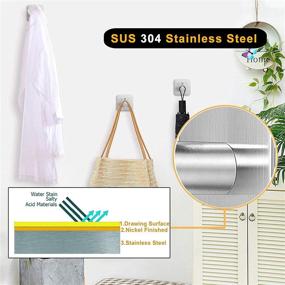 img 2 attached to 🧷 Nolimas 6Packs Self Adhesive Towel Hooks - Heavy Duty, Waterproof, Brushed Nickel SUS 304 Stainless Steel Hooks for Coat, Hat, Towel, Robe - Ideal for Bathroom and Bedroom
