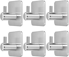 img 4 attached to 🧷 Nolimas 6Packs Self Adhesive Towel Hooks - Heavy Duty, Waterproof, Brushed Nickel SUS 304 Stainless Steel Hooks for Coat, Hat, Towel, Robe - Ideal for Bathroom and Bedroom