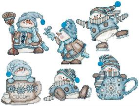 img 1 attached to Optimized Search: Design Works Counted Cross Stitch Kit - Set of 6 Cocoa Snowment Ornaments