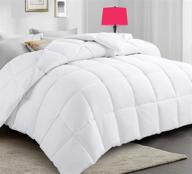 🛏️ parkol all-season king down alternative quilted comforter: ultra soft duvet insert with corner tabs - lightweight, warm, and fluffy - plush microfiber fill - machine washable - white (90 x 102 inches) logo