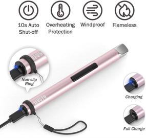 img 2 attached to 🕯️ USB Rechargeable Candle Lighter, Windproof Electric Lighter with Arc Flameless Plasma, Long Stick Design with Rope and Ring, Butane-Free, Ideal for Candle, BBQ, Camping, Kitchen Stove - Pink