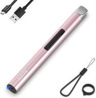 🕯️ usb rechargeable candle lighter, windproof electric lighter with arc flameless plasma, long stick design with rope and ring, butane-free, ideal for candle, bbq, camping, kitchen stove - pink logo