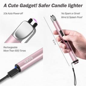img 1 attached to 🕯️ USB Rechargeable Candle Lighter, Windproof Electric Lighter with Arc Flameless Plasma, Long Stick Design with Rope and Ring, Butane-Free, Ideal for Candle, BBQ, Camping, Kitchen Stove - Pink