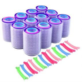 img 4 attached to 🐥 Multicolor Plastic Duck Clips with 60pcs Self Grip Hair Rollers Set (3 Sizes: 40mm, 30mm, 25mm; 12pcs per size)