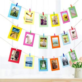 img 3 attached to 🖼️ LEJHOME Paper Picture Frames for 4x6in Photo, 30pcs Back to School Decoration Photo Frames - Multi Color 30 Clothespins Hanging Photo Display Frames with 3 Ropes for Home, School, and Office Decor