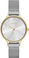 ⌚ timeless elegance: skagen women's anita stainless steel mesh dress quartz watch logo