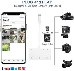 img 1 attached to 🔌 6 в 1 адаптер камеры USB для карт с функцией чтения карт SD TF, 3 порта USB OTG и зарядного устройства - Совместим с iPhone 12 Pro / 12 iPad, поддерживает iOS 14