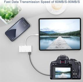 img 2 attached to 🔌 6 в 1 адаптер камеры USB для карт с функцией чтения карт SD TF, 3 порта USB OTG и зарядного устройства - Совместим с iPhone 12 Pro / 12 iPad, поддерживает iOS 14
