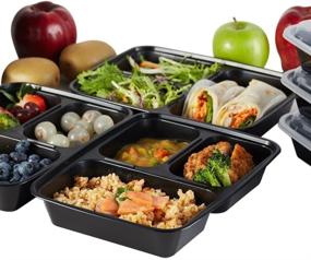 img 3 attached to 🍱 Nutribox 15-Pack 32oz 3 Compartment Meal Prep Containers with Lids - Bento Box - Durable Plastic Reusable Food Storage Containers - Stackable, Reusable, Microwaveable & Dishwasher Safe - Improved SEO