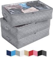 📦 neaterize grey under bed storage bags: ultra thick fabric, reinforced handles & zipper - 3 pack underbed clothing organizer for stackable bedroom organization and storage containers логотип