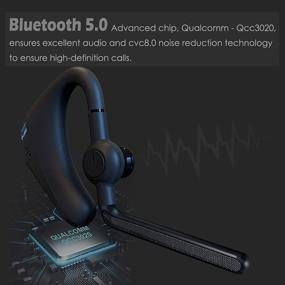 img 1 attached to 🎧 Bluetooth Headset 5.0 with Boom Mic - HD Voice CVC 8.0 Noise Cancel, 15H Talktime - Best Wireless Earpiece Earbuds for Trucker Drivers, Office Business