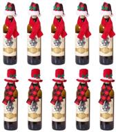 🧣 set of 20 mini santa hats and plaid scarves for crafts - small christmas santa hat and scarf for cup bottle covers and silverware holders - festive home christmas decor logo