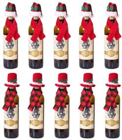 img 4 attached to 🧣 Set of 20 Mini Santa Hats and Plaid Scarves for Crafts - Small Christmas Santa Hat and Scarf for Cup Bottle Covers and Silverware Holders - Festive Home Christmas Decor