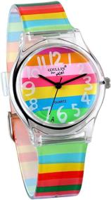 img 4 attached to JewelryWe Unisex Analog Time Teacher Watch with Colorful Rainbow Silicone Band for Young Girls and Teens, Perfect for Xmas Christmas