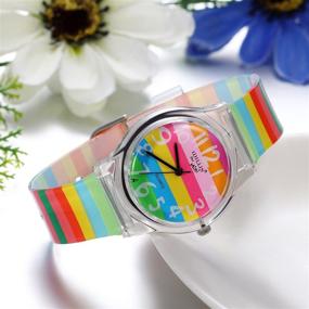 img 2 attached to JewelryWe Unisex Analog Time Teacher Watch with Colorful Rainbow Silicone Band for Young Girls and Teens, Perfect for Xmas Christmas