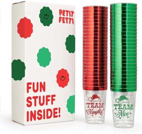 img 1 attached to 🎄 xo, Fetti Christmas Decorations Cups - 30 Count, 12 oz, Team Naughty or Nice, Christmas Eve Disposable Drinkware, Clear Plastic Cocktail Tumbler with Foil: Festive Party Cups for Holiday Celebrations