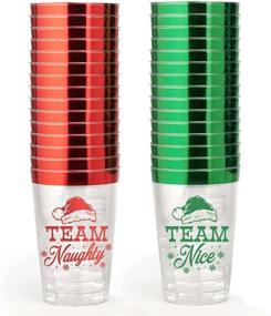 img 3 attached to 🎄 xo, Fetti Christmas Decorations Cups - 30 Count, 12 oz, Team Naughty or Nice, Christmas Eve Disposable Drinkware, Clear Plastic Cocktail Tumbler with Foil: Festive Party Cups for Holiday Celebrations