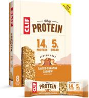 🍫 clif whey protein salted caramel cashew bars - gluten free & non-gmo - 1.98oz complete protein snack (8 count) logo