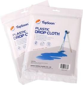 img 1 attached to 🌟 Clear Plastic Drop Cloth 9x12 ft - TopSoon Plastic Tarp for Painting, Waterproof Patio Furniture Cover