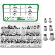 205pcs rivet nuts kit 304 stainless steel flat head threaded insert nutserts assortment (m3, m4, m5, m6, m8, m10) логотип