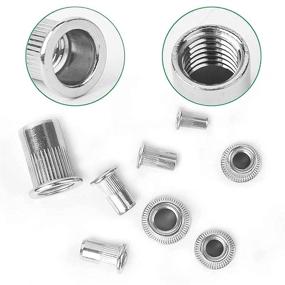 img 1 attached to 205PCS Rivet Nuts Kit 304 Stainless Steel Flat Head Threaded Insert Nutserts Assortment (M3, M4, M5, M6, M8, M10)