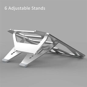 img 2 attached to 👩 AICHESON Adjustable Aluminum Silver Laptop Stand: Ergonomic Design for Ultimate Comfort and Productivity