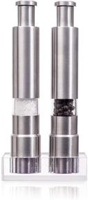 img 4 attached to 🧂 Stainless Steel Thumb Press Salt and Pepper Grinder Set - 2 Pack, Spice Grinders, Salt and Pepper Mill, Shaker, Click n’ Spice