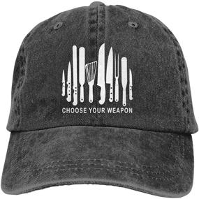 img 4 attached to 👨 Skull-Chef Vintage Denim Dad Hat: Unisex Adjustable Baseball Cap for Cooking Enthusiasts